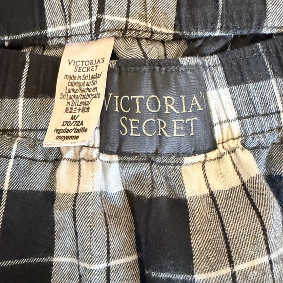 Victoria’s Secret VS shimmer plaid pajama bottoms medium black gold - Picture 6 of 8